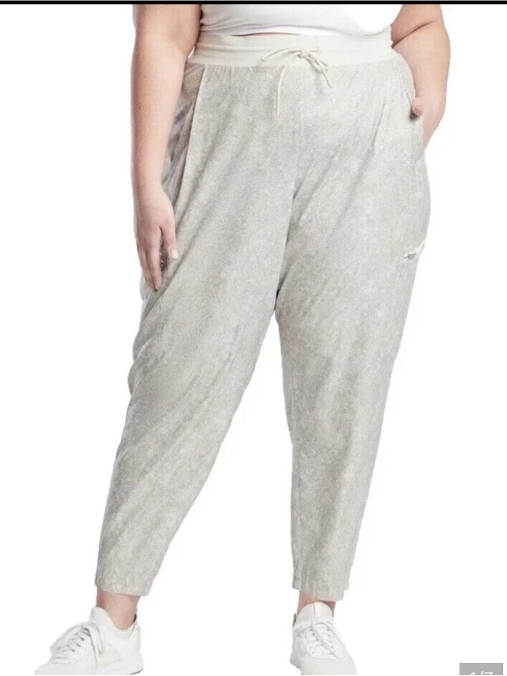 Athleta Plus-Size Venture Jogger Pants, size 22, creamy gray print